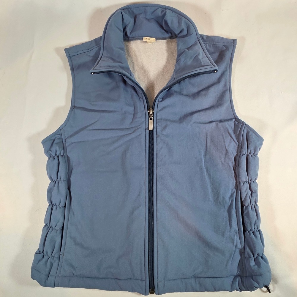 FJÄLL Womens M Blue Schoeller Softshell Vest Made in USA Ruched Side Hiking